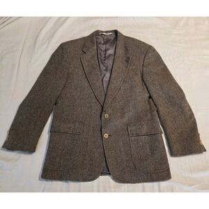 VTG 1980s Lands'‎ End Tweed Blazer USA Made Wool Sport Coat 44R Academia Preppy